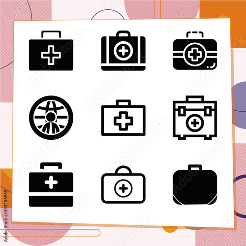 Simple set of 9 icons related to humanitarian