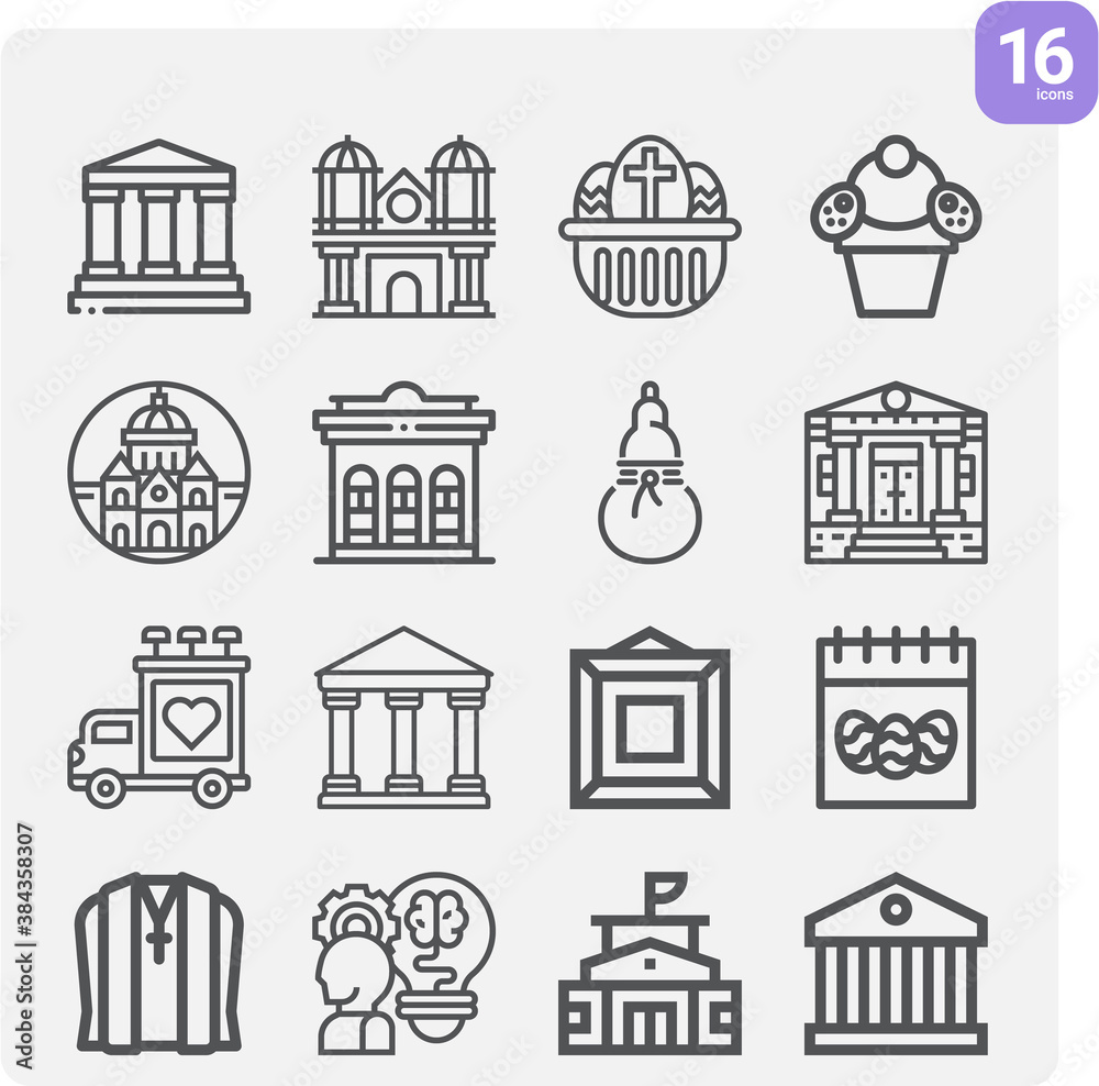 Simple set of cultural related lineal icons.