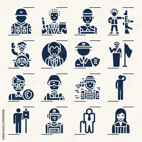 Simple set of statesman related filled icons.