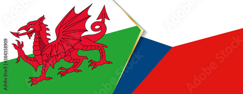 Wales and Czech Republic flags, two vector flags.
