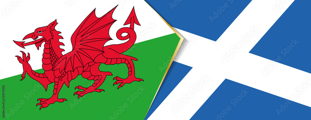 Wales and Scotland flags, two vector flags. Wales and Scotland flags, two vector flags.