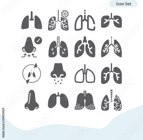 Simple set of respiratory tract related filled icons.