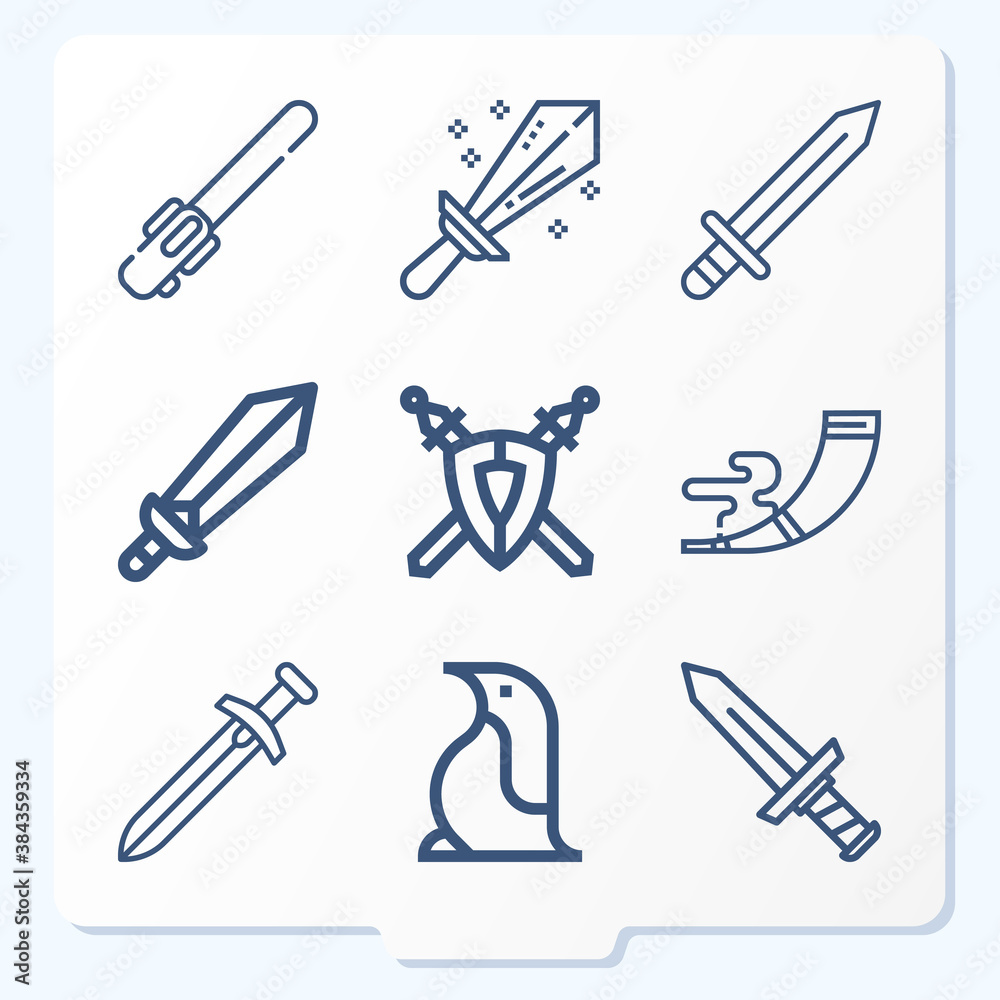Simple set of 9 icons related to viking Simple set of 9 icons related to viking
