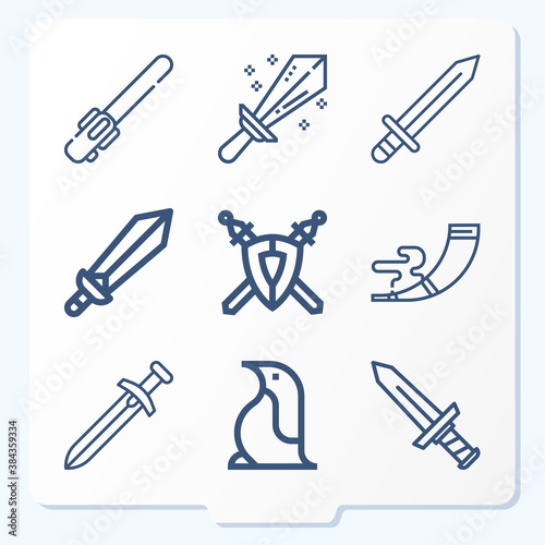 Simple set of 9 icons related to viking