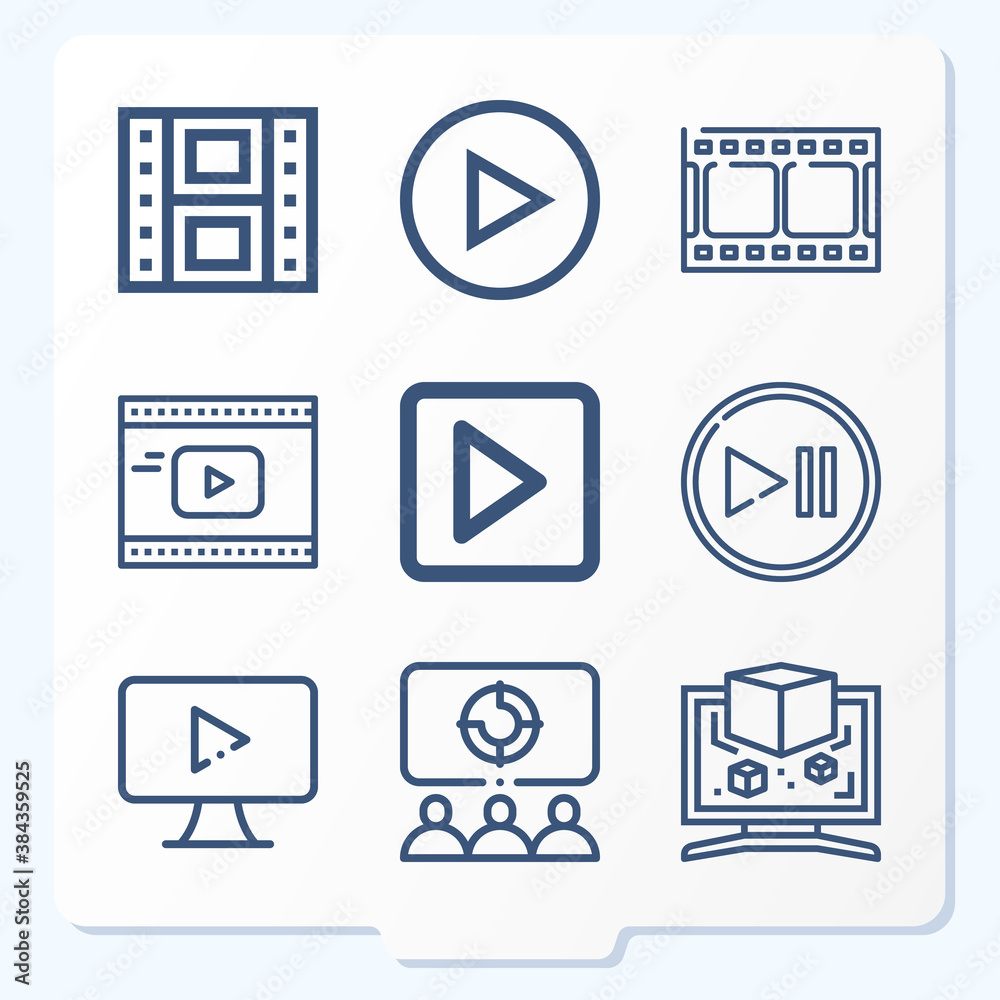 Simple set of 9 icons related to feature film Simple set of 9 icons related to feature film