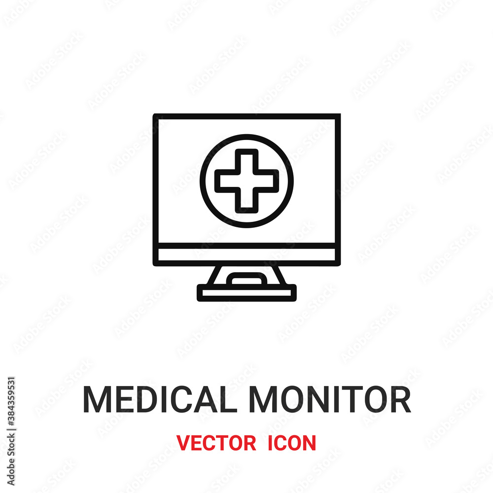 Obraz premium medical monitor icon vector symbol. medical monitor symbol icon vector for your design. Modern outline icon for your website and mobile app design.