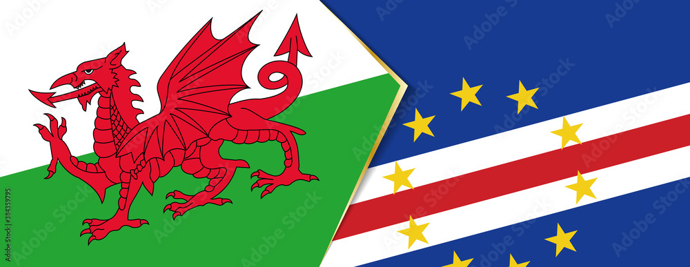 Wales and Cape Verde flags, two vector flags. Wales and Cape Verde flags, two vector flags.