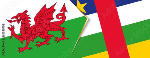 Wales and Central African Republic flags  two vector flags.