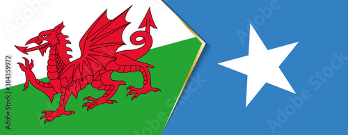 Wales and Somalia flags, two vector flags.