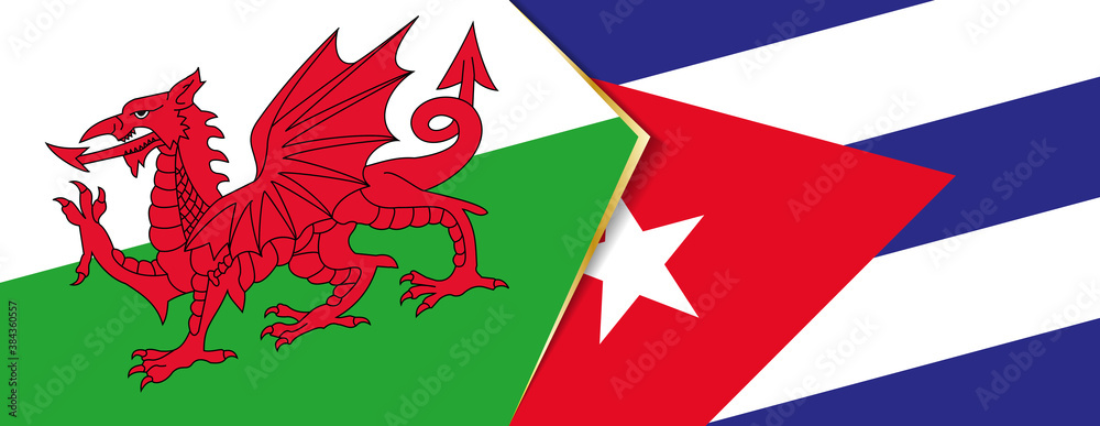 Wales and Cuba flags, two vector flags. Wales and Cuba flags, two vector flags.