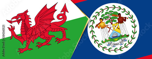 Wales and Belize flags  two vector flags.