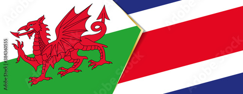 Wales and Costa Rica flags, two vector flags.