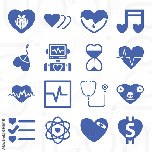 16 pack of heartbeat  filled web icons set