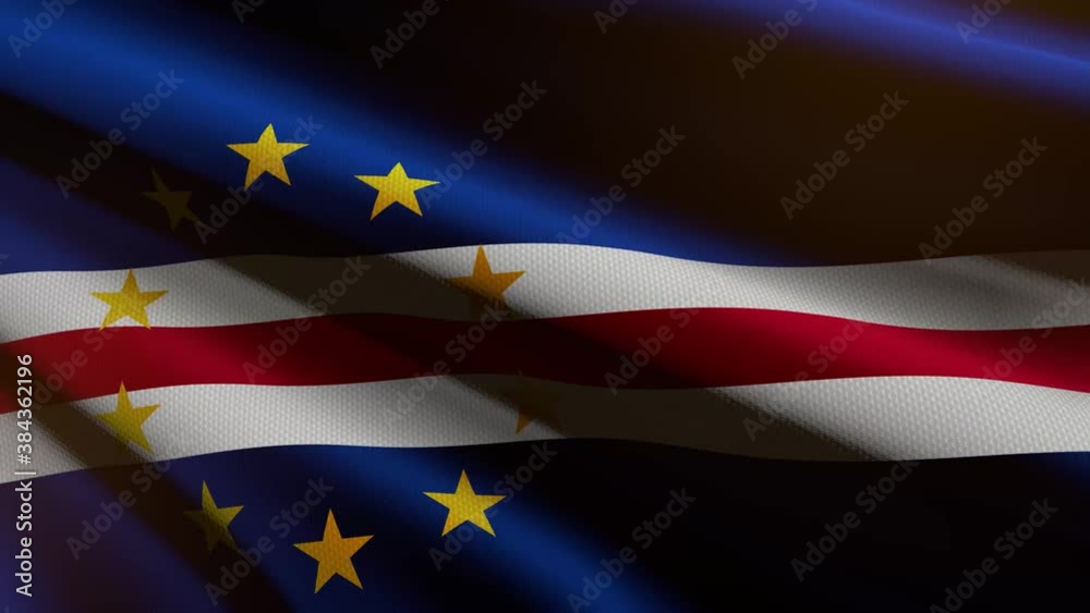 60FPS dark Cabo Verde flag with fabric texture waving - background, UHD 4k 3d seamless looping animation 60FPS dark Cabo Verde flag with fabric texture waving - background, UHD 4k 3d seamless looping animation
