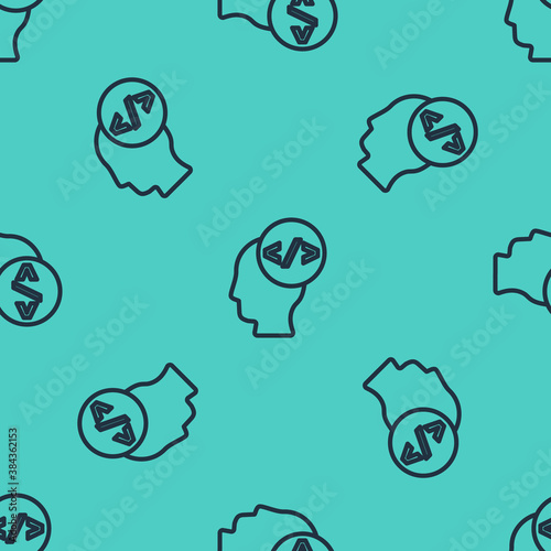 Black line Web design and front end development icon isolated seamless pattern on green background. Vector.