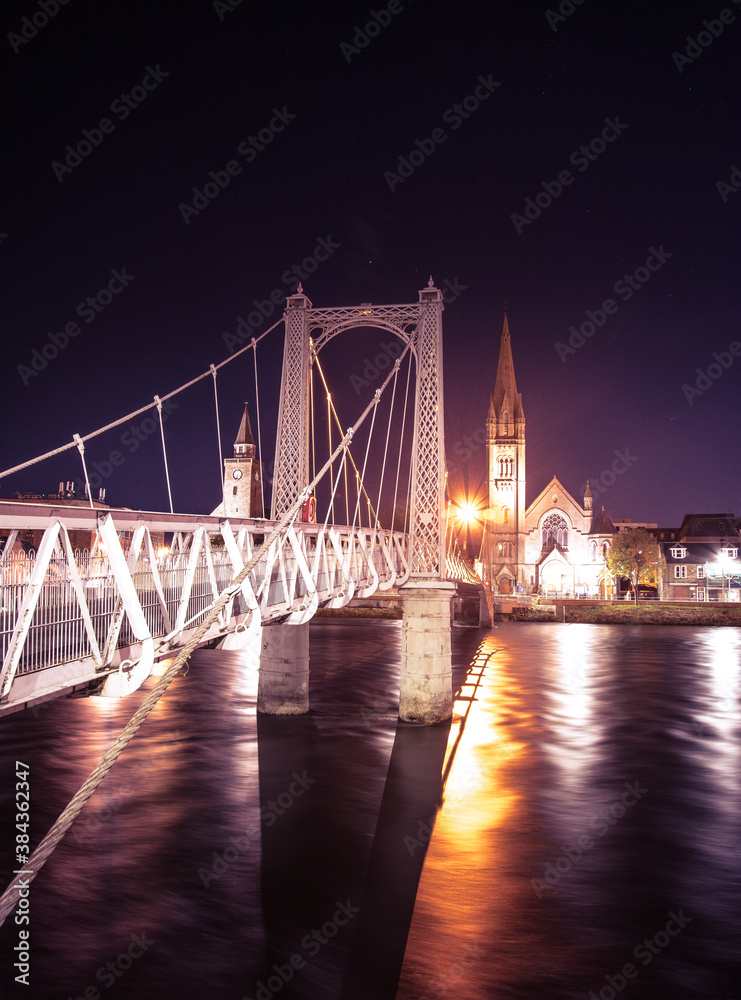 Obraz premium Inverness by night - the capital of Highlands of Scotland