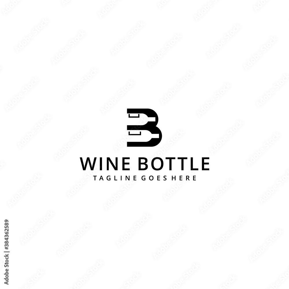 Illustration abstract wine bottle with sign B logo design icon template