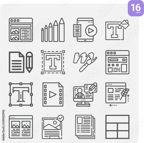 Simple set of paragraph related lineal icons.