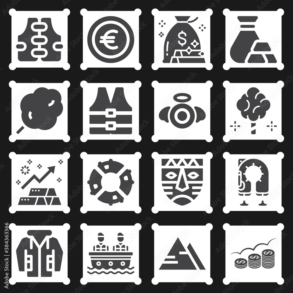 16 pack of guinea  filled web icons set