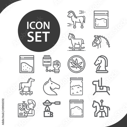 Simple set of heroin related lineal icons.