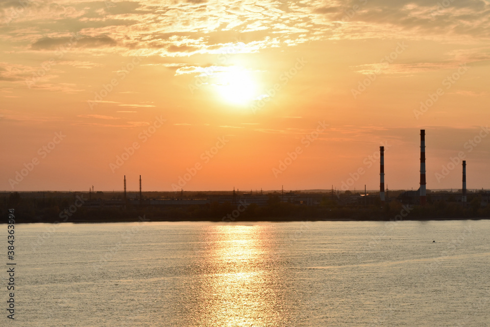 sunset on the River Volga