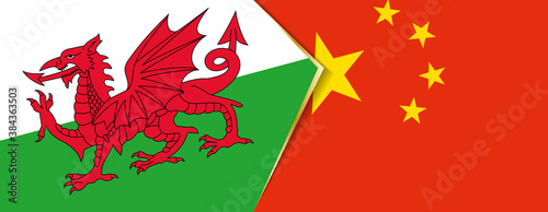Wales and China flags, two vector flags.