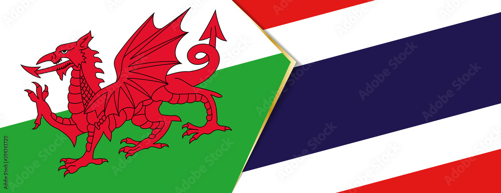 Wales and Thailand flags, two vector flags. Wales and Thailand flags, two vector flags.