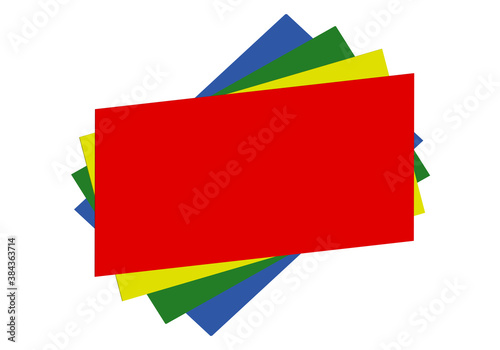 Juego de folios de papel de colores, rojo, amarillo, verde y azul