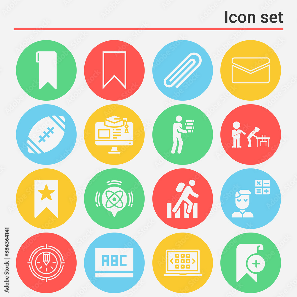 16 pack of college  filled web icons set