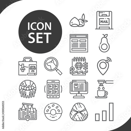 Simple set of aggregation related lineal icons.