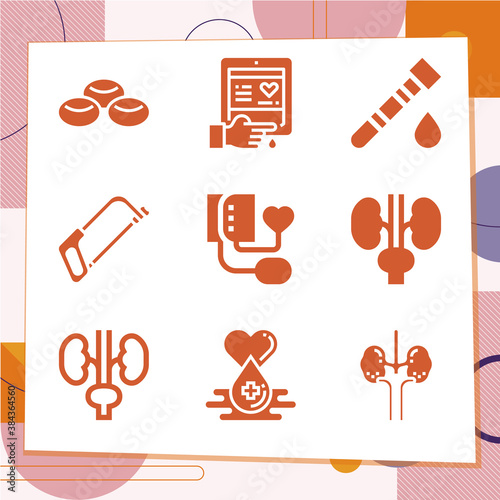 Simple set of 9 icons related to arteries