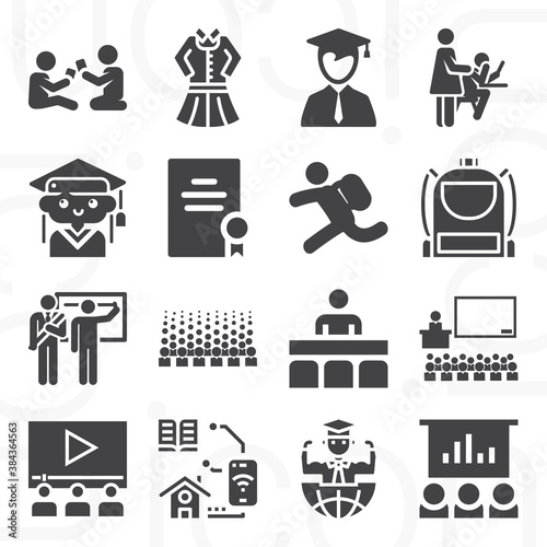 16 pack of graduates  filled web icons set