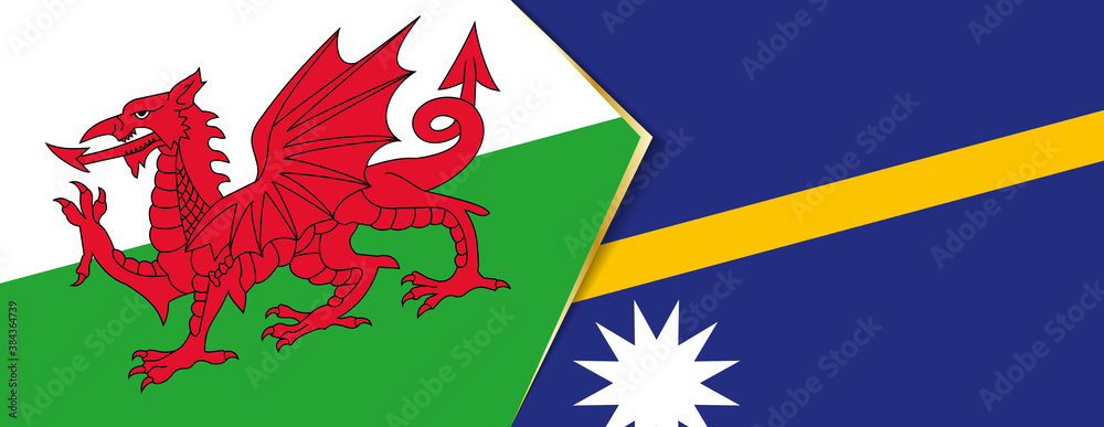Wales and Nauru flags, two vector flags. Wales and Nauru flags, two vector flags.