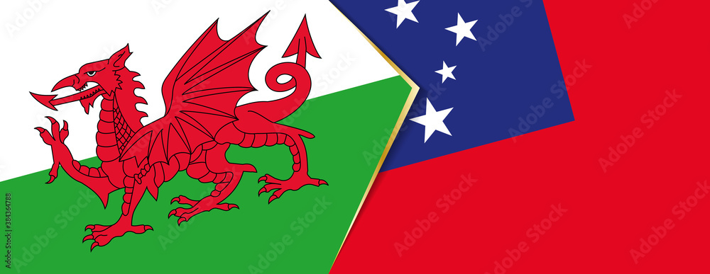 Wales and Samoa flags, two vector flags. Wales and Samoa flags, two vector flags.