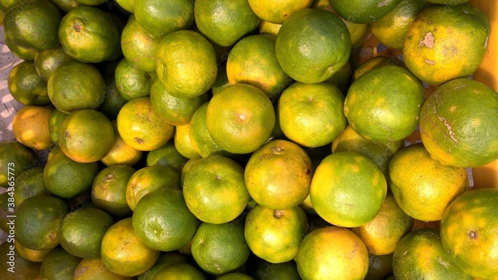 View of citrus fruit orange kept well stocked