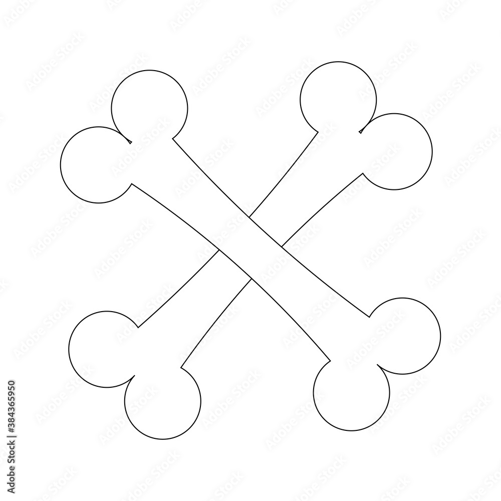 Vector drawing crossed bones on a white background Vector drawing crossed bones on a white background