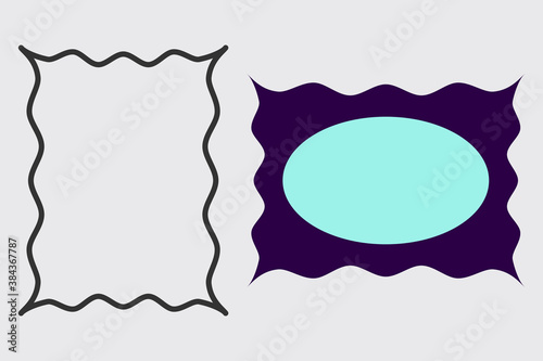 Decorative curved frames for web cards. Oval text space, rectangle form frame.