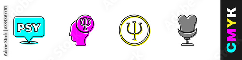 Set Psychology, Psi,  and Armchair icon Vector illustration