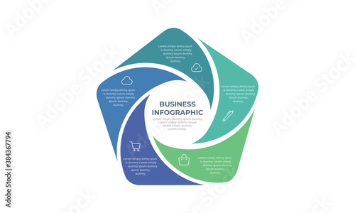 Windmill style infographic template 5 options vector file