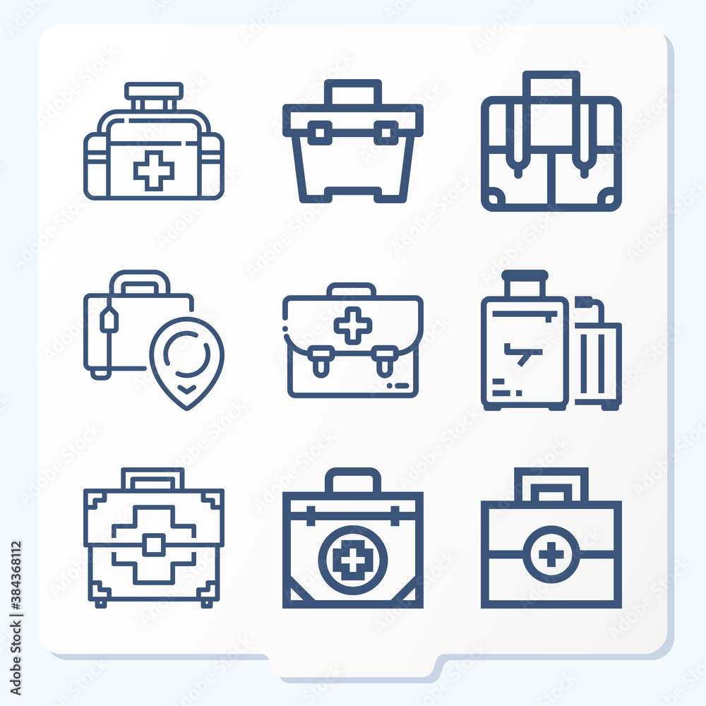 Simple set of 9 icons related to starting point Simple set of 9 icons related to starting point