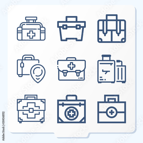Simple set of 9 icons related to starting point