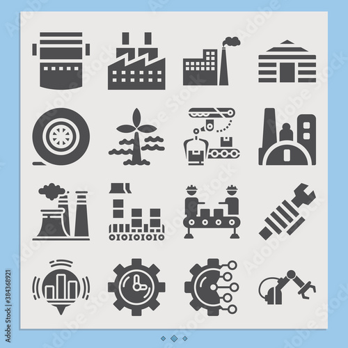 Simple set of industries related filled icons.