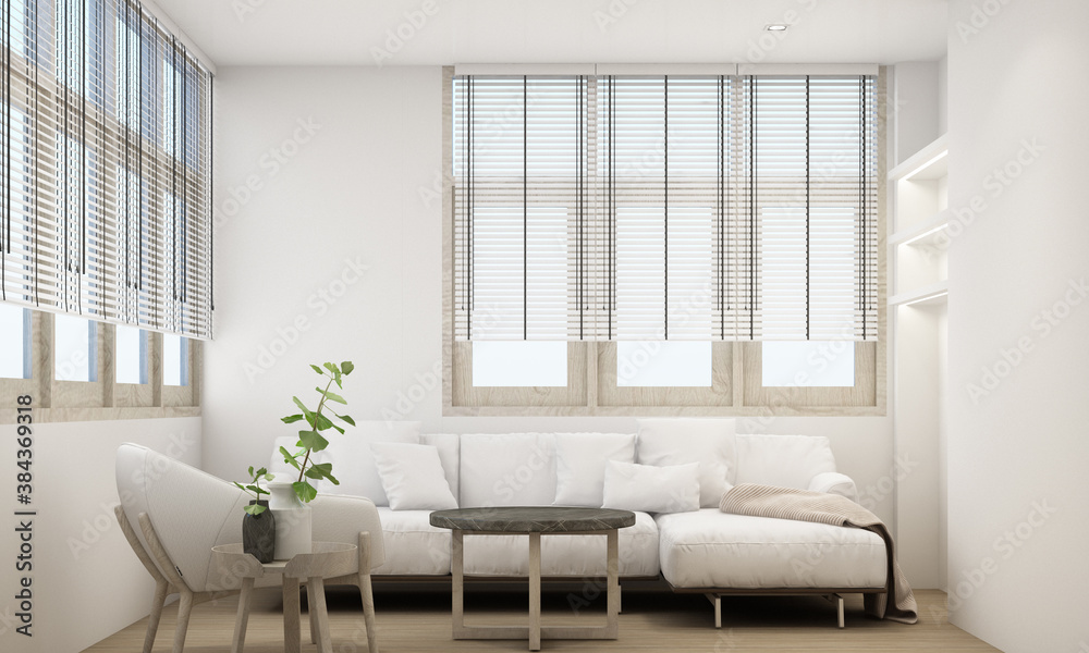 Stylish living room interior with comfortable sofa wooden floor and curtain 3d rendering Stylish living room interior with comfortable sofa wooden floor and curtain 3d rendering