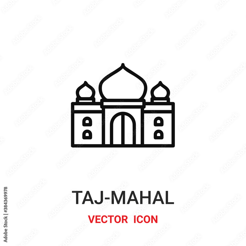 Taj-mahal icon vector symbol. Taj-mahal symbol icon vector for your design. Modern outline icon for your website and mobile app design.