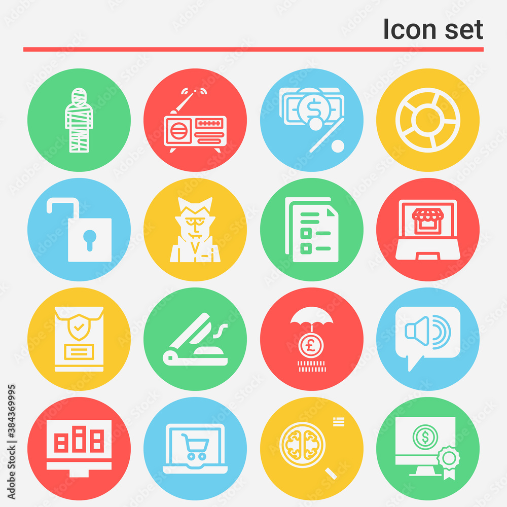 16 pack of account filled web icons set 16 pack of account filled web icons set