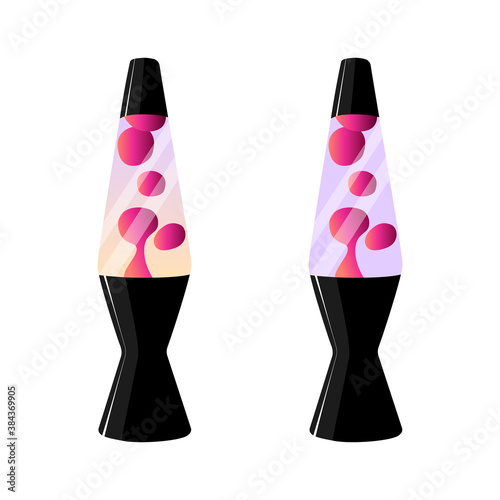 Purple lava lamp with liquid gradient. Concept of 70s decor astro lamp