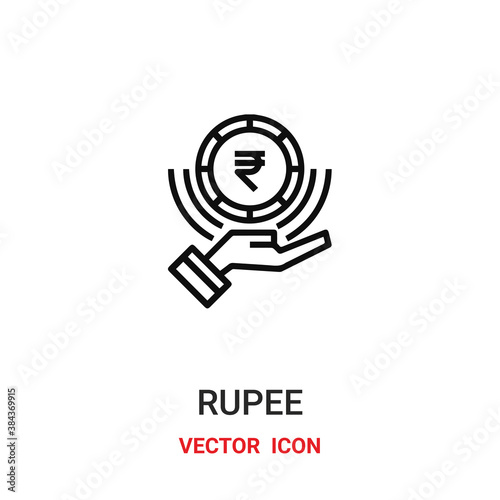 rupee icon vector symbol. indian money symbol icon vector for your design. Modern outline icon for your website and mobile app design.