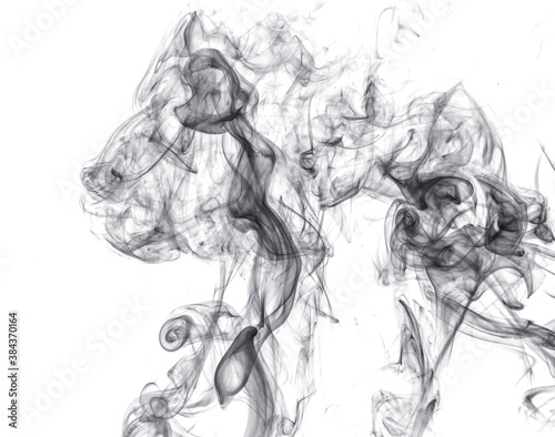 Black smoke on white background