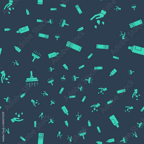 Set Shaving gel foam, Washing hands with soap, Shower head and Bottle for cleaning agent on seamless pattern. Vector.