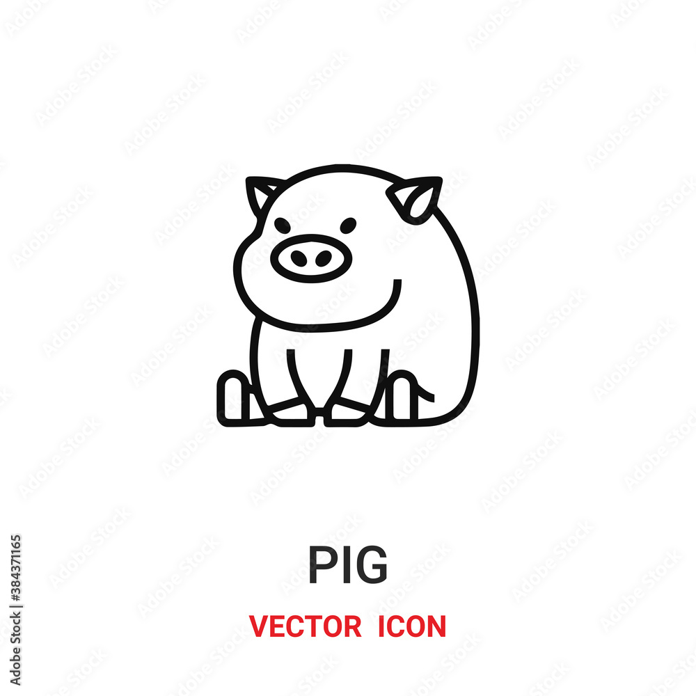 Pig vector icon. Modern, simple flat vector illustration for website or mobile app.Pork symbol, logo illustration. Pixel perfect vector graphics Pig vector icon. Modern, simple flat vector illustration for website or mobile app.Pork symbol, logo illustration. Pixel perfect vector graphics